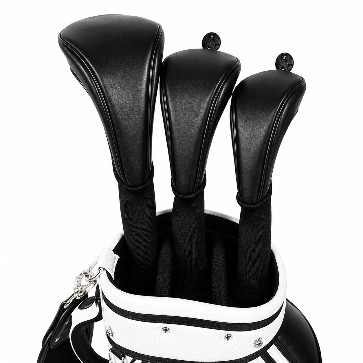 Classic Black Golf Headcovers – Premium Driver, Fairway & Hybrid Set